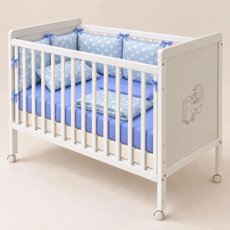 BAMBINO DJ.KREVET HAPPY BIJELI + DUSEK LUX 120X60 + BEBI POSTELJINA 10/107 Z 