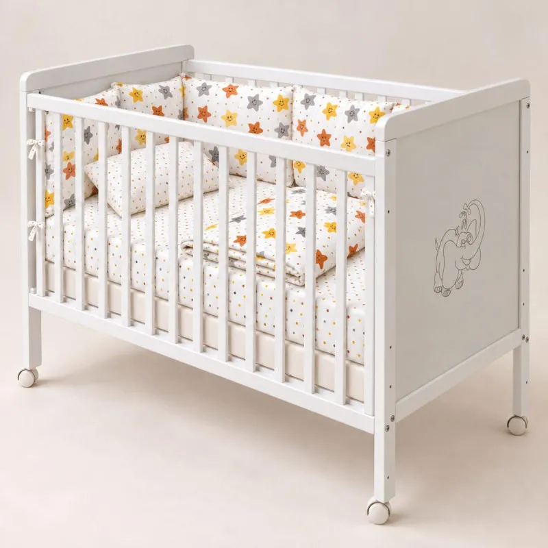 BAMBINO DJ.KREVET HAPPY BIJELI + DUSEK LUX 120X60 + BEBI POSTELJINA 10/107 Z 
