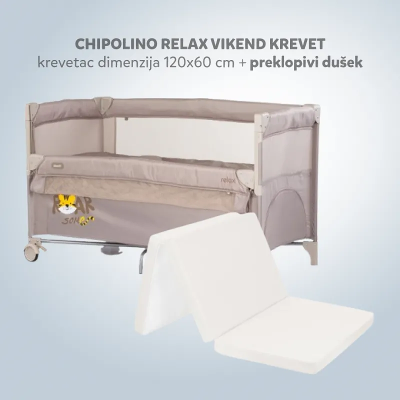 CHIPOLINO VIKEND KREVET RELAX TIGAR LATE KOSIRE268LA I PREKLOPIVI DUSEK LIGHT GREY 31107020048