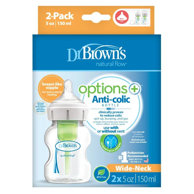 DR BROWNS PLASTICNA WIDE NECK FLASICA 150ML WB52600 2UPAK.