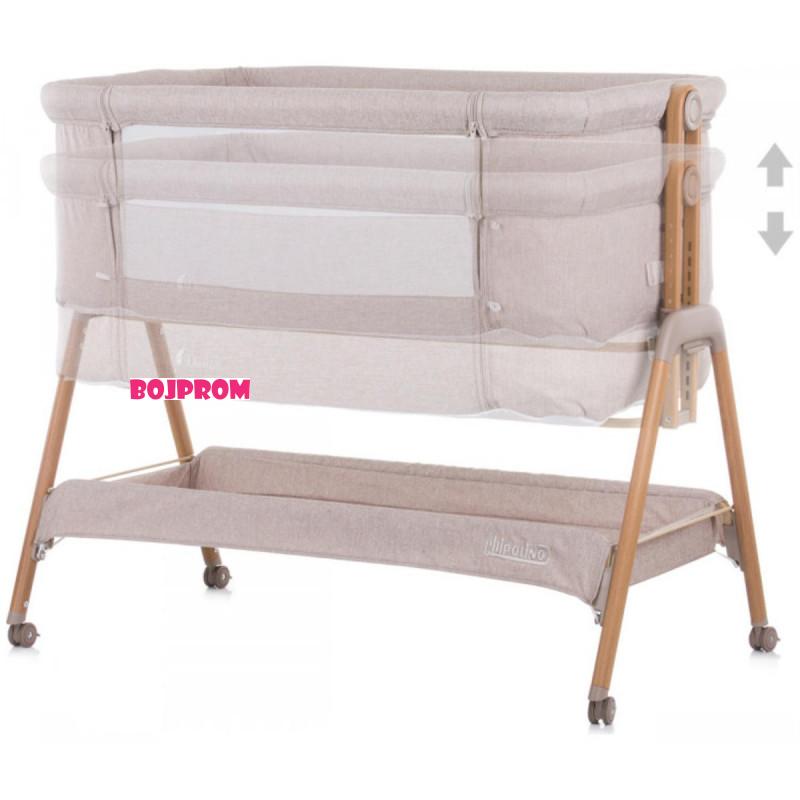 CHIPOLINO KOLIJEVKA SWEET DREAMS MOCCA/WOOD W/WHEELS KOSSD0212MO 