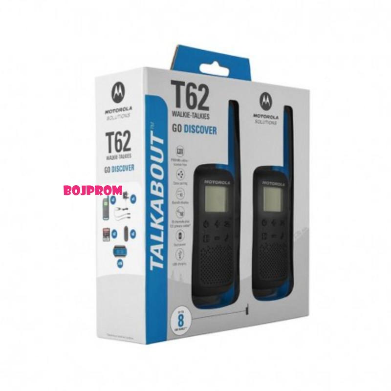 MOTOROLA RADIO STANICA WALKIE 2 KOMADA T62 BLUE SA PUNJACEM 59T62BLUEPACK 
