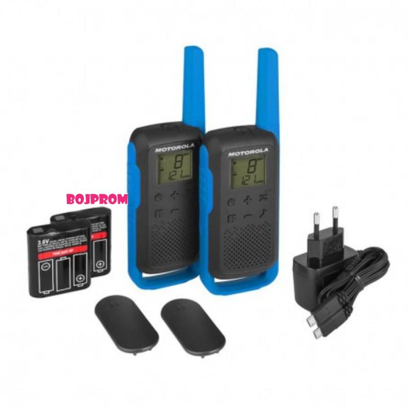 MOTOROLA RADIO STANICA WALKIE 2 KOMADA T62 BLUE SA PUNJACEM 59T62BLUEPACK 
