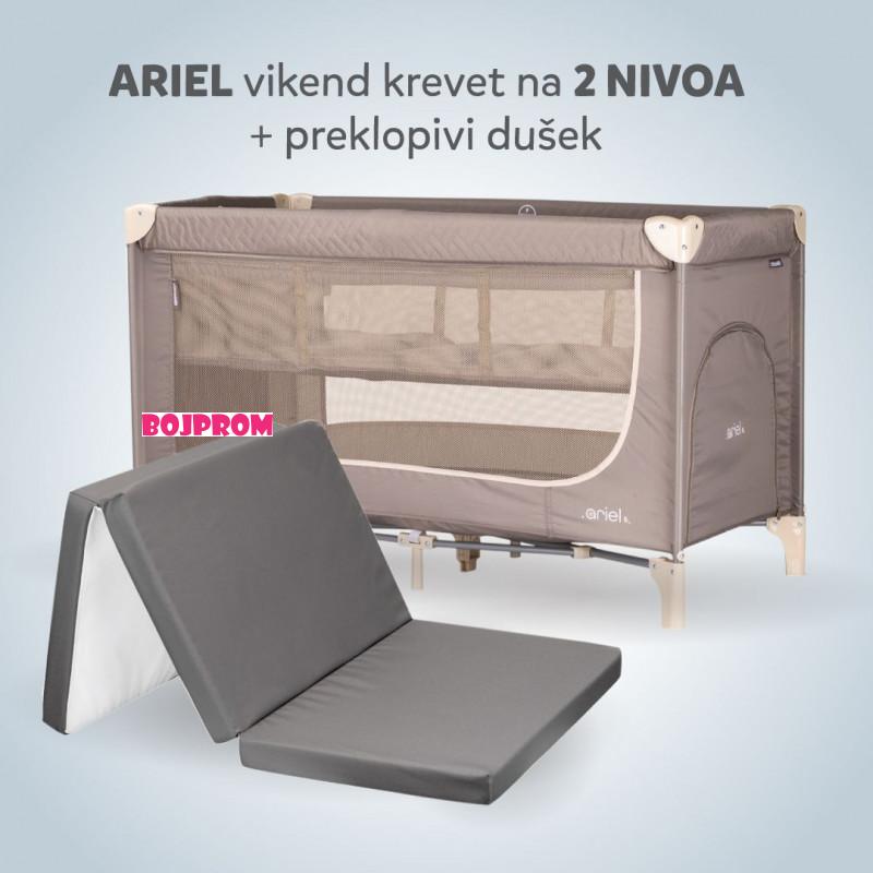 CHIPOLINO VIKEND KREVET ARIEL TIRAMISU I PREKLOPIVI DUSEK DARK GREY 