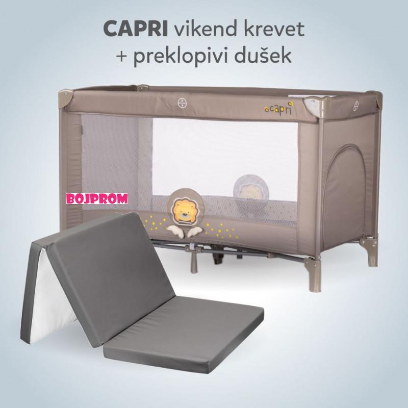 CHIPOLINO VIKEND KREVET CAPRI LION BEIGE I PREKLOPIVI DUSEK DARK GREY 