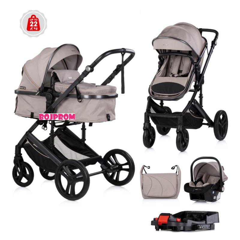 CHIPOLINO KOLICA AMORE LATTE 3U1 KKAM02603LA + BAZA ZA AUTOSJEDALICU AMORE,AURA,VISTA,MARBELLA STKBS0251AA 