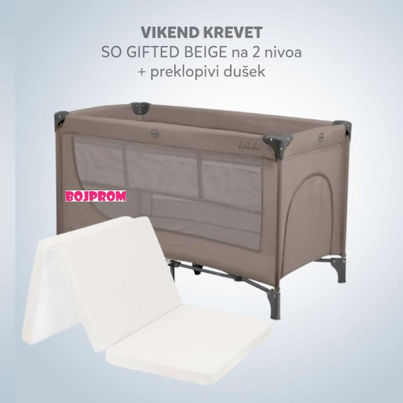 KIKKA BOO VIKEND KREVET SO GIFTED BEIGE 2026 2 LEVELS 31003010138 I PREKLOPIVI DUSEK LIGHT GREY 31107020048 