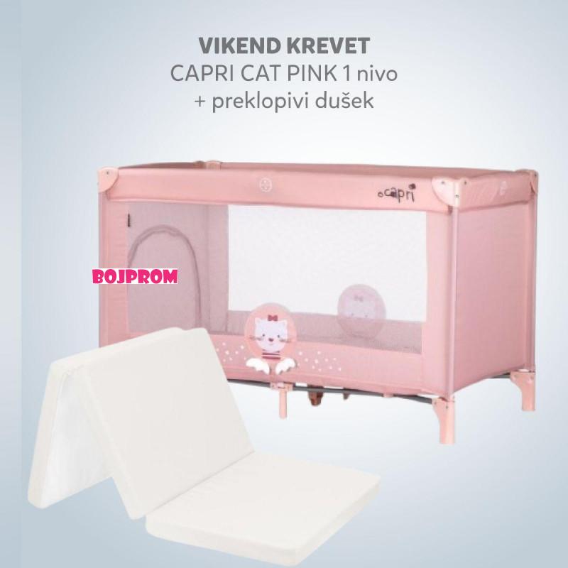 CHIPOLINO VIKEND KREVET CAPRI CAT PINK KOSIK2504CA I PREKLOPIVI DUSEK LIGHT GREY 31107020048 