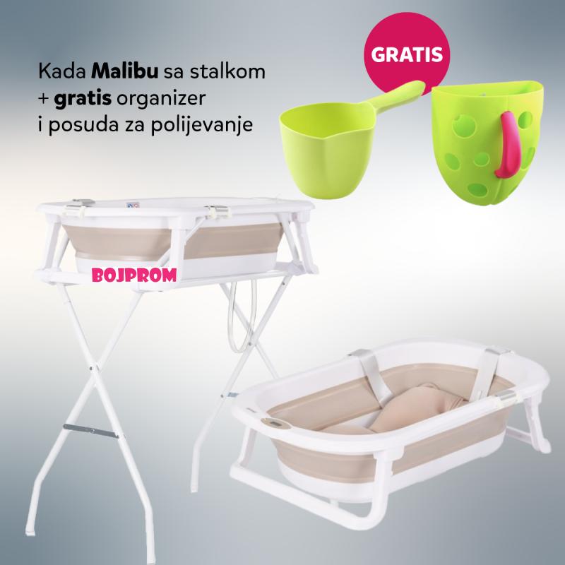 CHIPOLINO KADA SA STALKOM MALIBU BEIGE, DODATAK ZA KUPANJE GREEN I POSUDA ZA KOLIJEVANJE LITTLE FISH GREEN 