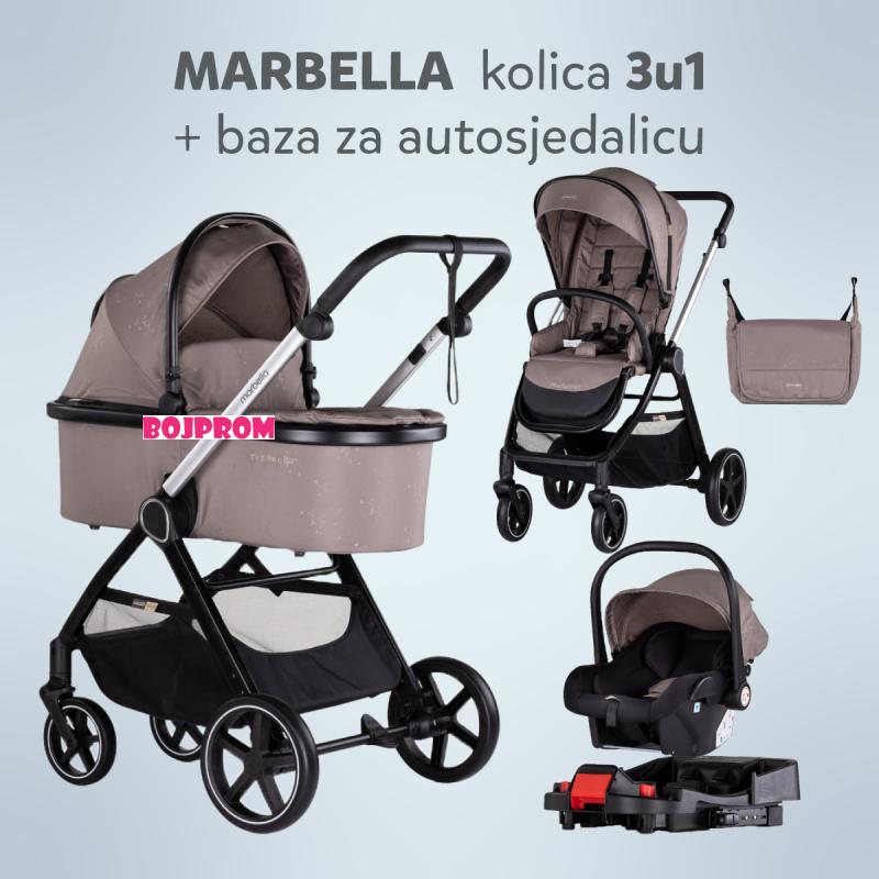 CHIPOLINO KOLICA MARBELLA TIRAMISU 3U1 + BAZA ZA AUTOSJEDALICU 