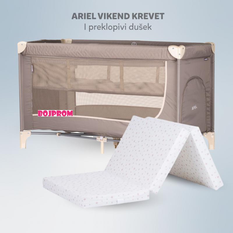 CHIPOLINO VIKEND KREVET ARIEL TIRAMISU KOSIAR252TR + PREKLOPIVI DUSEK 60/120/6 WHITE/GREY STARS MAT02201WHGR 