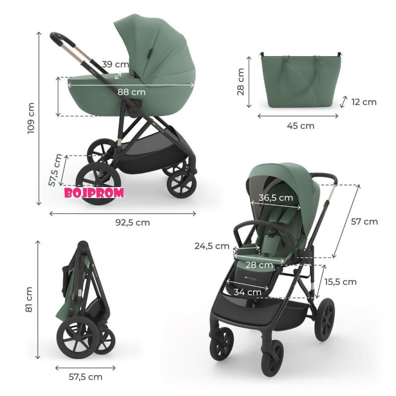 KINDERKRAFT KOLICA 3U1 PRIME 3 DARK GREEN 52467 
