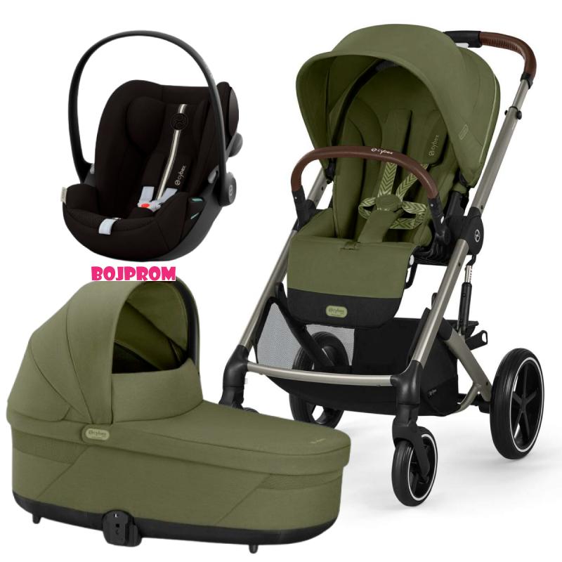 CYBEX KOLICA BALIOS 3U1 MOSS GREEN KHAKI SA SJEDALICOM CLOUD G I-SIZE PLUS MOON BLACK 