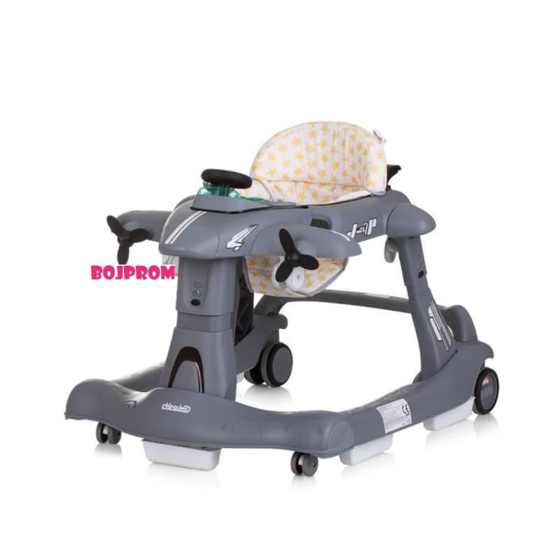 CHIPOLINO MULTIFUNKCIONALNA HODALJKA AIRPLANE 3U1 GREY PRAP02402GY 