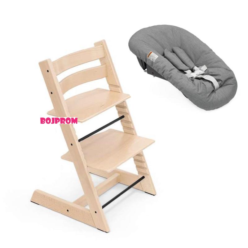 STOKKE STOLICA ZA HRANJENJE TRIPP TRAPP NATURAL I BEBI SET ANTHRACITE 
