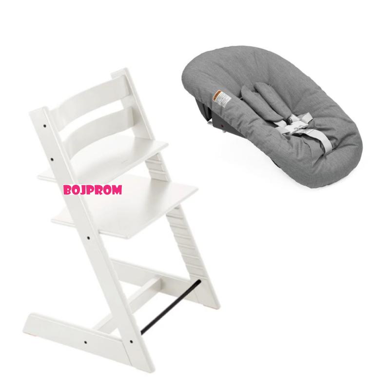 STOKKE STOLICA ZA HRANJENJE TRIPP TRAPP WHITE I BEBI SET TRIPP TRAPP ANTHRACITE 