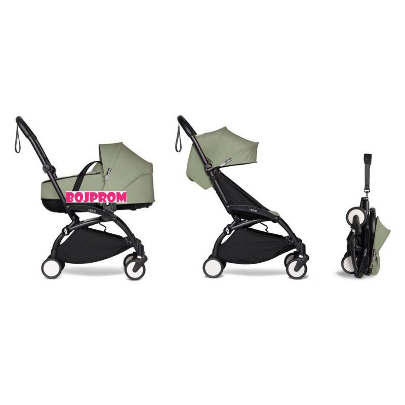 STOKKE KOLICA 2U1 YOYO KONSTRUKCIJA BLACK, SPORTSKO SJEDISTE OLIVE I KORPA OLIVE 