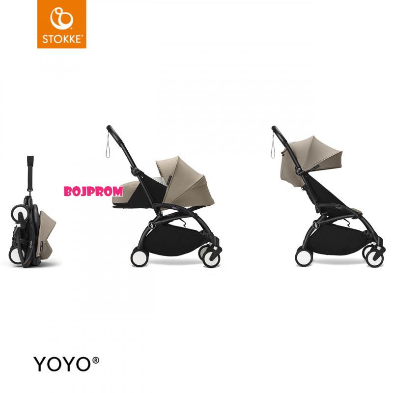 STOKKE KOLICA 2U1 YOYO KONSTRUKCIJA BLACK, SPORTSKO SJEDISTE TAUPE I KORPA TAUPE 