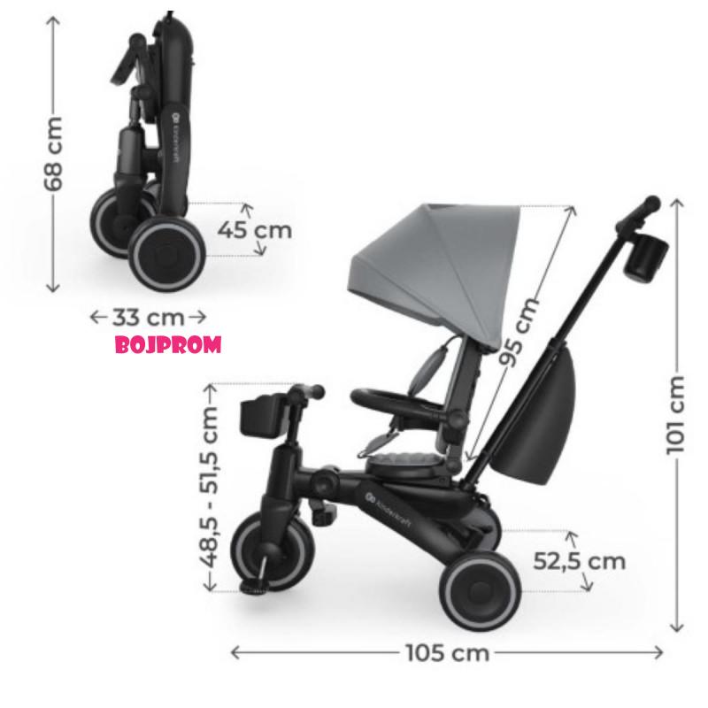 KINDERKRAFT TRICIKL JAZZ 3 GREY 53303 