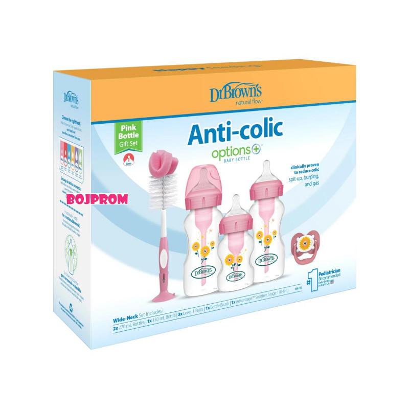 DR BROWNS POKLON SET PAKOVANJE FLASICA ROZE 2X270ML,1X150ML,2 CUCLE,CETKA WB03610 