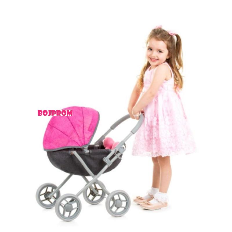CHIPOLINO KOLICA ZA LUTKE DAISY GREY/PINK LINEN KZKDZ02401GP 