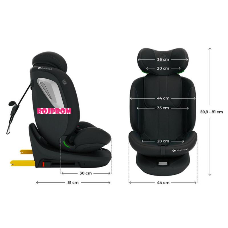 KINDERKRAFT AUROSJEDALICA I-GROW 2 PLUS I-SIZE BLACK 54780 
