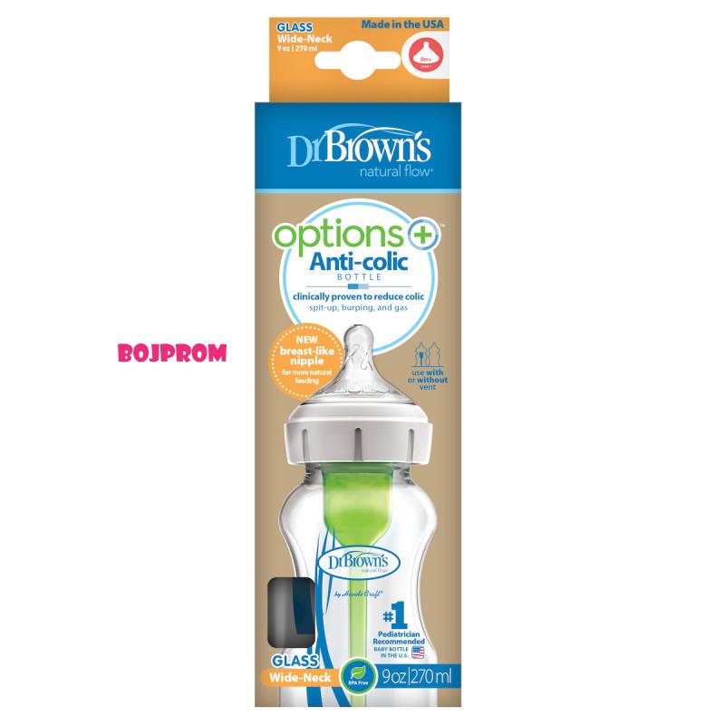 DR BROWNS STAKLENA WIDE NECK OPTIONS + FLASICA 270ML WB91700 