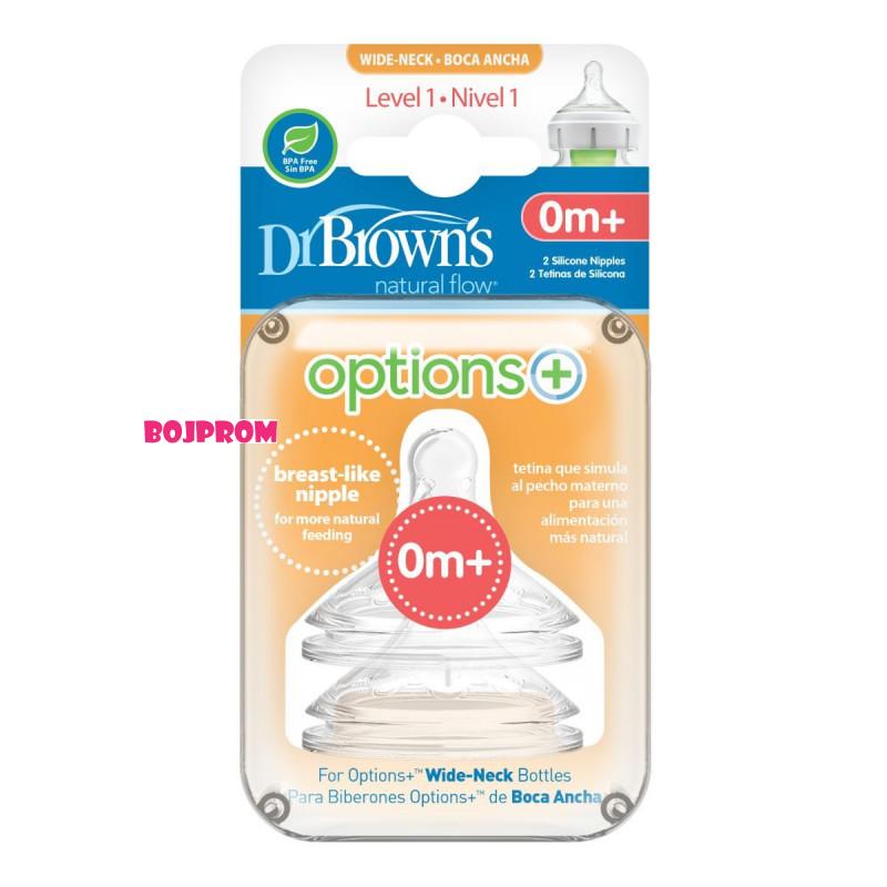 DR BROWNS OPTIONS+ SILIKONSKA CUCLA ZA WIDE NECK FLASICU VEL.1 2UPAK. WN1201 