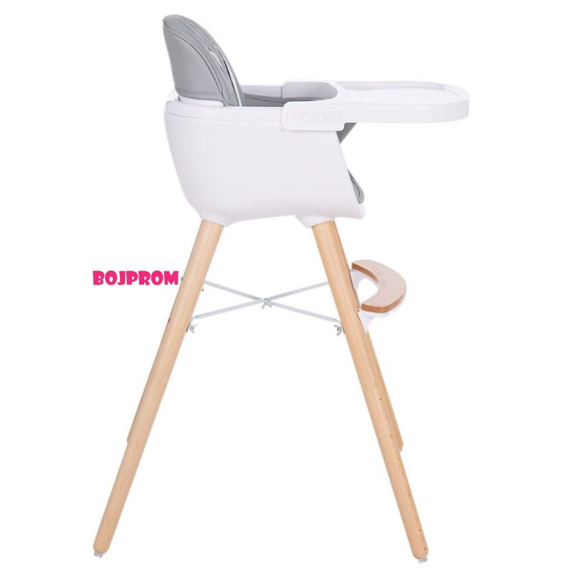 KIKKA BOO STOLICA ZA HRANJENJE WOODY GREY 31004010082 