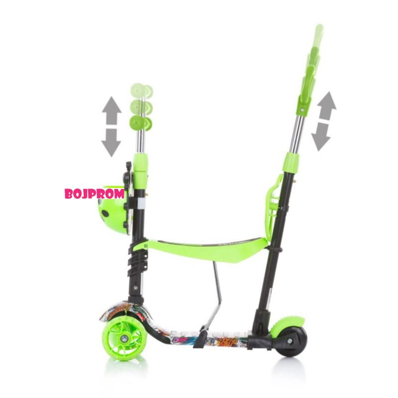 CHIPOLINO TROTINET KIDDY EVO W/HANDLE GREEN GRAFFITI DSKIEH022GG 