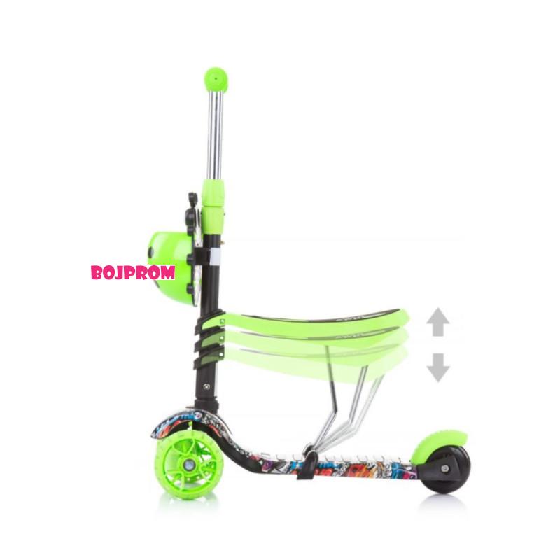 CHIPOLINO TROTINET KIDDY EVO W/HANDLE GREEN GRAFFITI DSKIEH022GG 