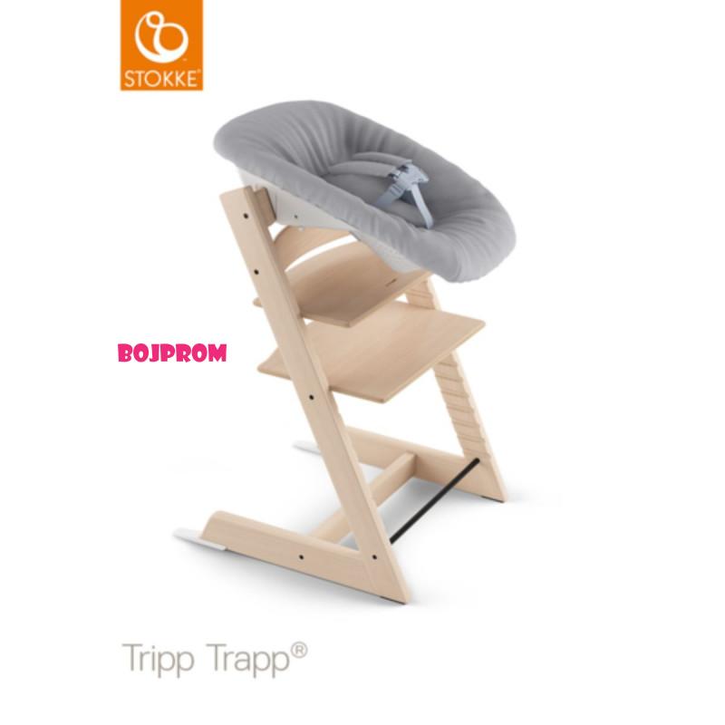 STOKKE STOLICA ZA HRANJENJE TRIPP TRAPP NATURAL 495201 + UMETAK ZA NOVOROĐENČE TRIPP TRAPP GREY 526101 