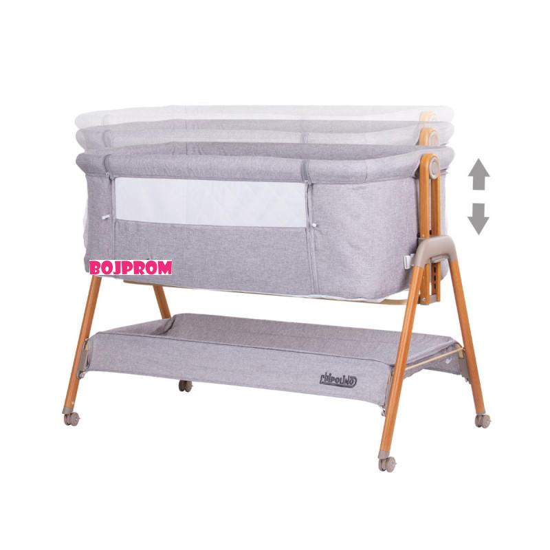 CHIPOLINO KOLIJEVKA SWEET DREAMS GREY/WOOD+WHEELS KOSSD0231GY 