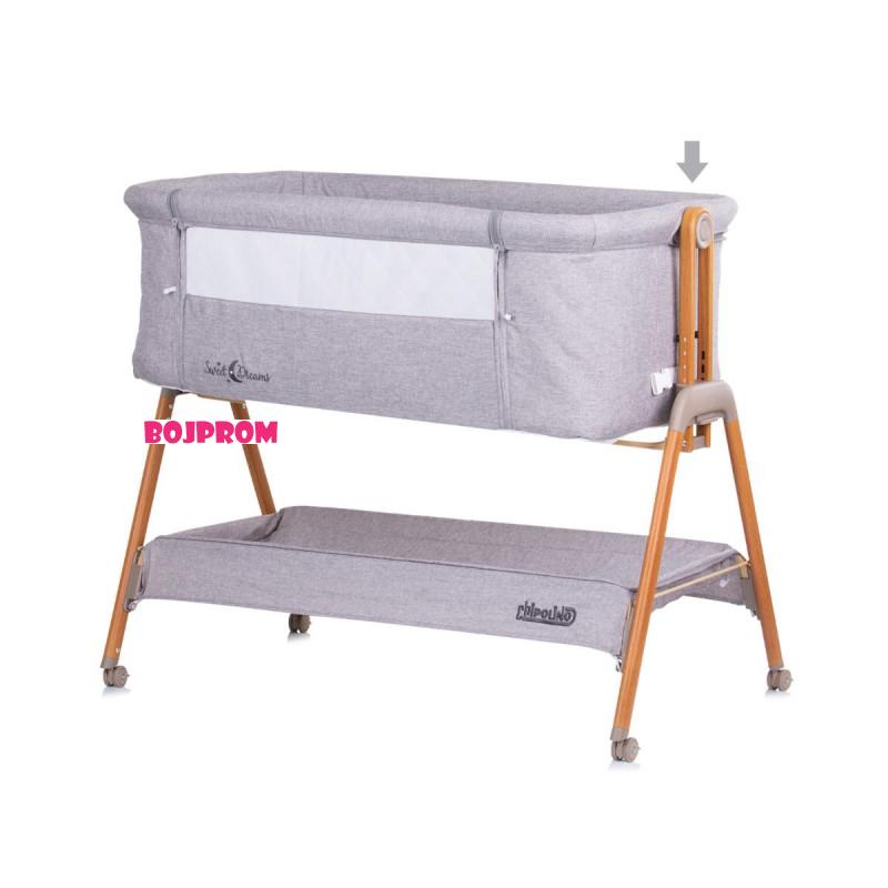CHIPOLINO KOLIJEVKA SWEET DREAMS GREY/WOOD+WHEELS KOSSD0231GY 