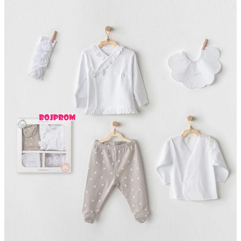 ANDYWAWA BEBI SET ZA IZNOSENJE AC23660 BEIGE&WHITE 5 DIJELOVA 