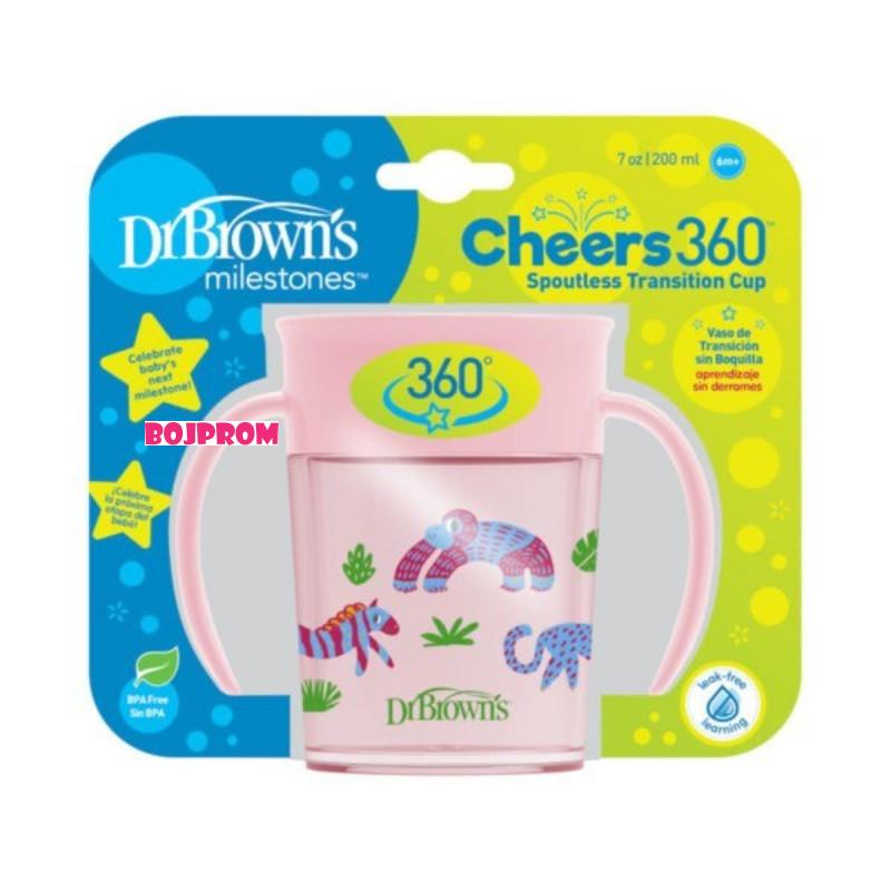 DR BROWNS SOLJA 360 STEPENI NO SPILL 200ML ROZE TC71005 