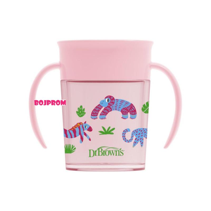 DR BROWNS SOLJA 360 STEPENI NO SPILL 200ML ROZE TC71005 