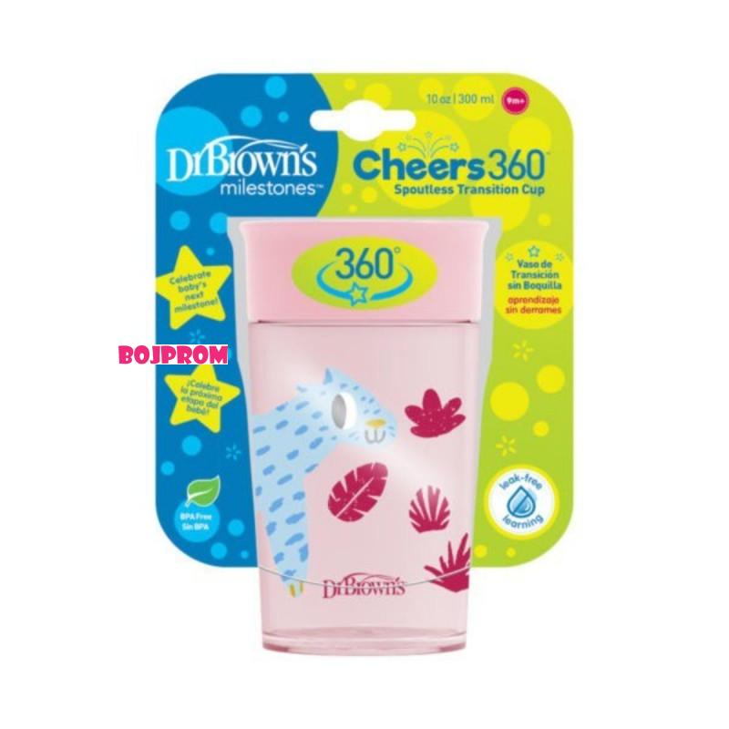 DR BROWNS SOLJA 360 STEPENI NO SPILL 300ML ROZE TC01093 